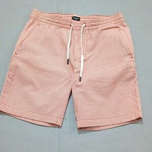 Strellson Kaji Relaxed Fit Seersucker Cotton Striped Chino Shorts Red White 32